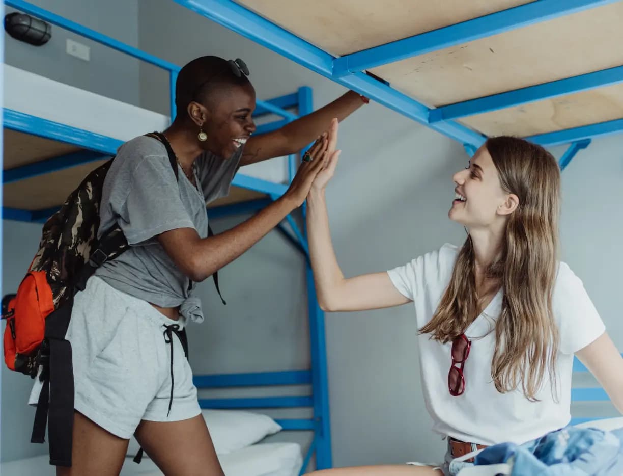 two girls in a room