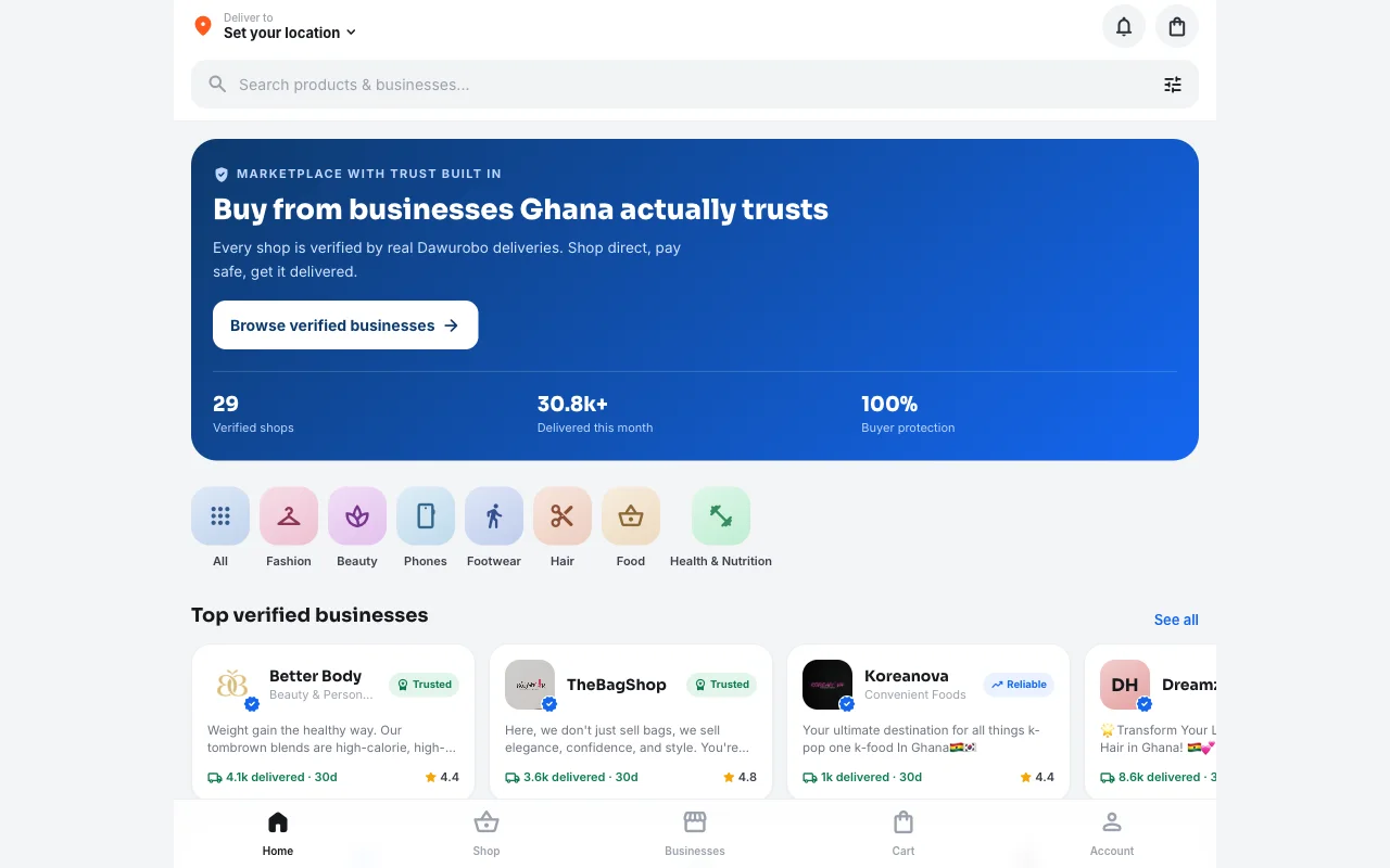 safe.dawurobo.com — the marketplace home with top verified businesses