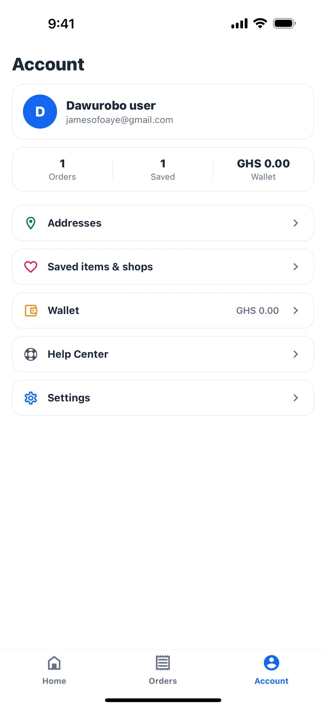Dawurobo X — the account screen